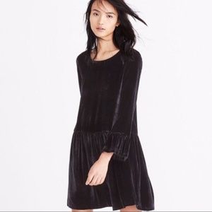 Madewell Black Velvet Bell-Sleeve Dress $168